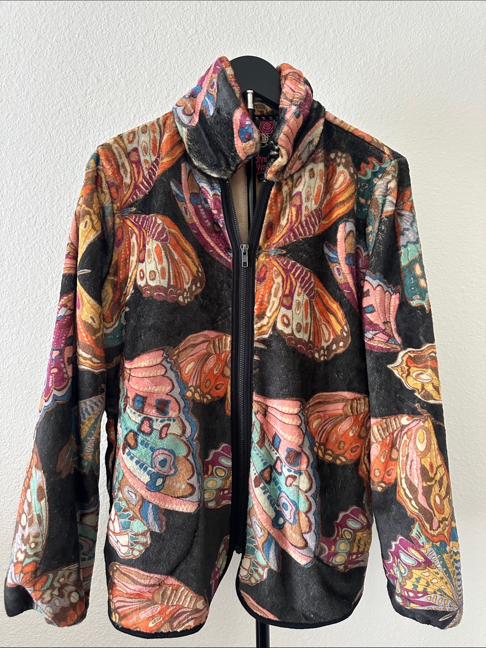 Johnny Was Esther Fleece Butterfly Print Zip Front Jacket sz XL NEW - Picture 2 of 6